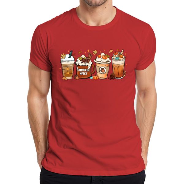 Maglietta Da Uomo Pumpkin Spice Pumpkin Latte Autumn Coffee Pumpkin Spice Cinnamon Sticks, Rosso, Xxl-image