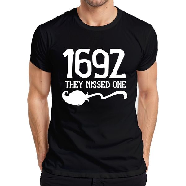 1692 Salem Witch They Missed One Funny Halloween Saying Witch Hunt Maglietta Da Uomo, Nero, Xxl-image