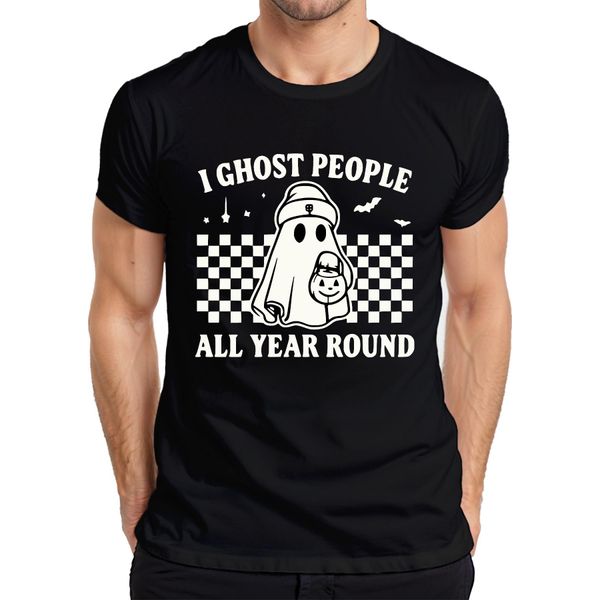 Fantasmi Tutto L'anno Halloween GeisterkostüM Retro Karo Herren T-Shirt, Schwarz, Xxl-image