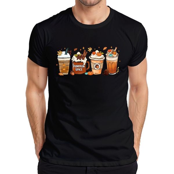 Maglietta Da Uomo Pumpkin Spice Pumpkin Latte Autumn Coffee Pumpkin Spice Cinnamon Sticks, Nero, 3XL-image