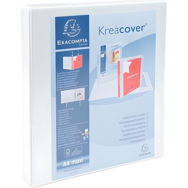 Raccoglitore Ad Anelli Exacompta Pp 2 Anelli D-Shape Larghezza Dorso 38 Mm Din A4 Kreacover Bianco-image