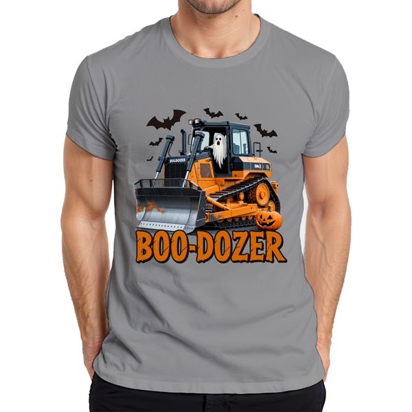 Boo Dozer Halloween Bulldozer Fantasma Zucca Spaventosa Costruzione Divertente Maglietta Uomo, Grigio, Xl-image