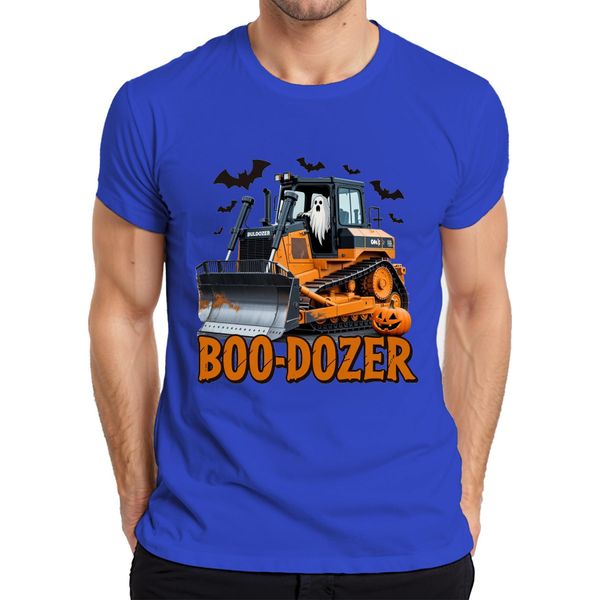 Boo Dozer Halloween Bulldozer Fantasma Zucca Spaventosa Costruzione Divertente Maglietta Uomo, Blu, Xl-image