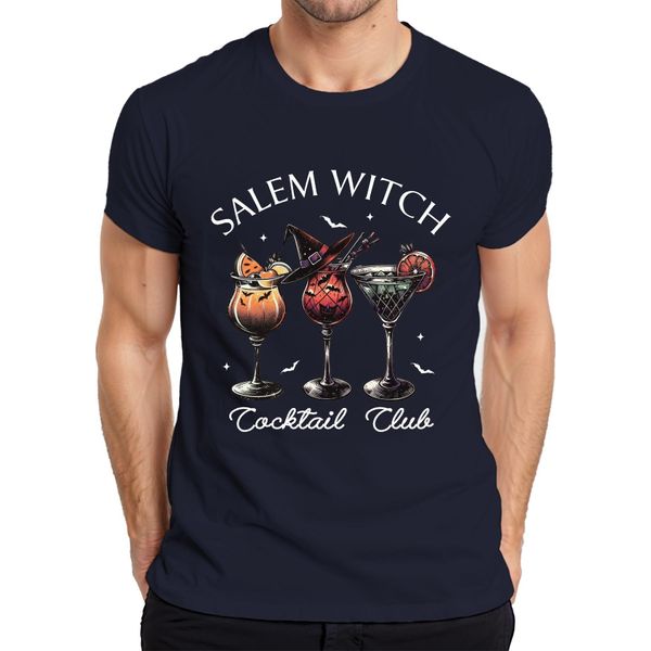 Maglietta Salem Witch Cocktail Club Halloween Cocktails Fledermaus Gruselig Herren, Navy, S-image
