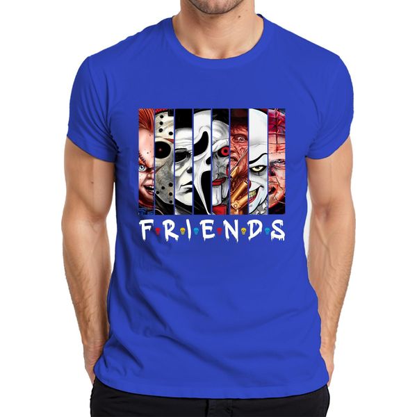 Maglietta Da Uomo Friends Horror Icons Jason Michael Pennywise Freddy Chucky Cult, Blu, S-image