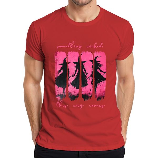 Maglietta Something Wicked This Way Halloween Hexe Hexen Pink Grunge Gothic Herren, Rot, L-image