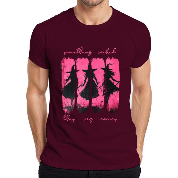 Maglietta Something Wicked This Way Halloween Hexe Hexen Pink Grunge Gothic Herren, Borgogna, L-image