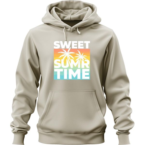 Sweet Summer Time Palme Tramonto Spiaggia Vacanza Retrò Unisex Felpa Con Cappuccio, Natura, S-image