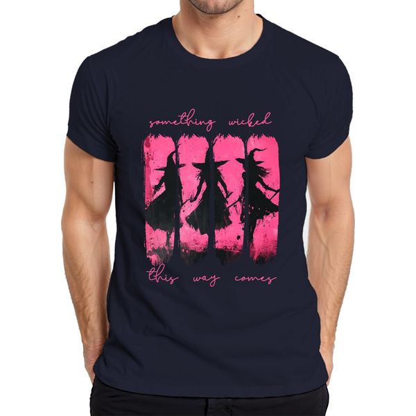 Maglietta Something Wicked This Way Halloween Hexe Hexen Pink Grunge Gothic Herren, Navy, S-image