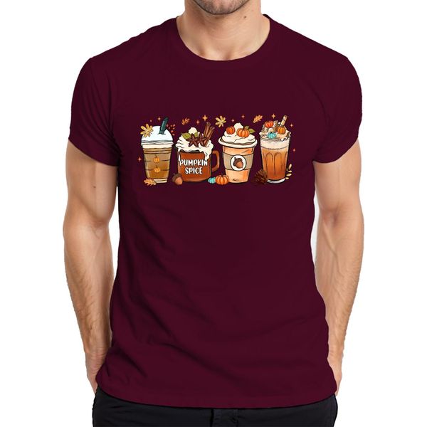 Maglietta Da Uomo Pumpkin Spice Pumpkin Latte Autumn Coffee Pumpkin Spice Cinnamon Sticks, Bordeaux, Xxl-image