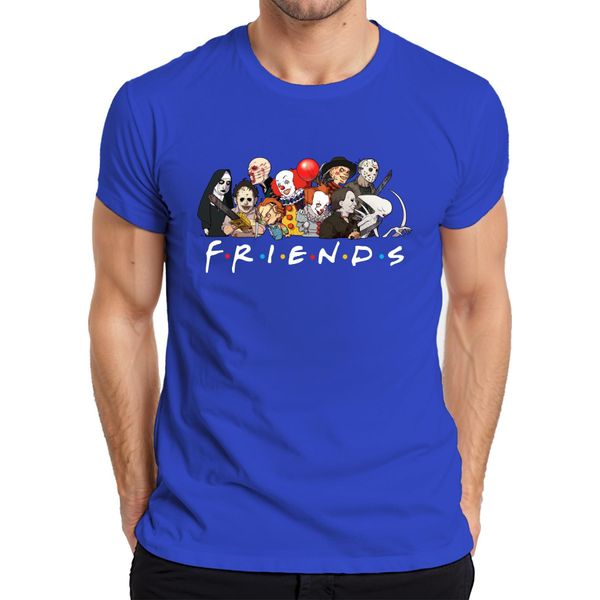 Friends Horror Icons Pennywise Chucky Michael Jason Freddy Fans Maglietta Da Uomo, Blu, S-image