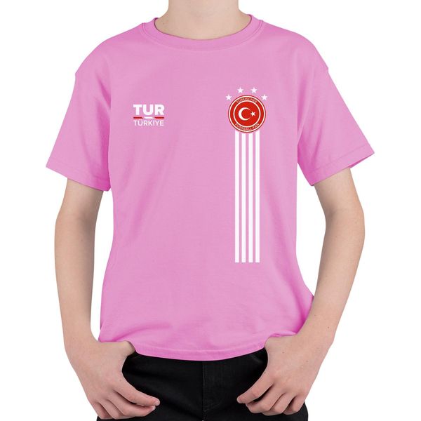 Tifoso Di Calcio Turco Turchia Mezza Luna Coppa Del Mondo Shirt Coppa Del Mondo Maglietta Unisex Per Bambini, Rosa, 104-image