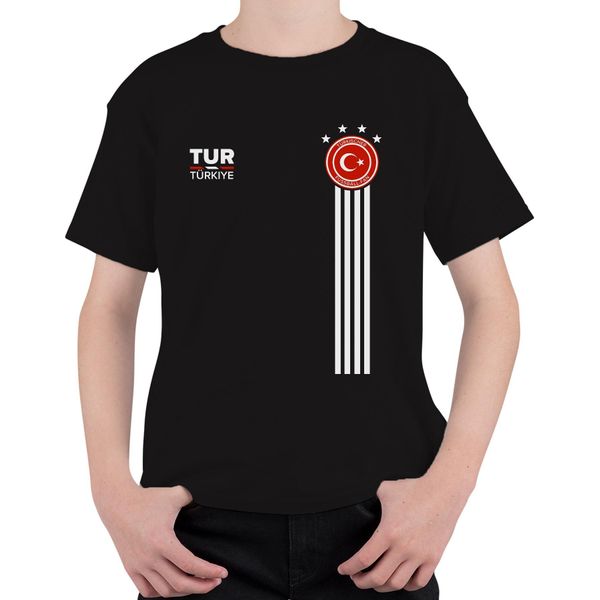 Tifoso Di Calcio Turco Turchia Mezza Luna Coppa Del Mondo Shirt Coppa Del Mondo Maglietta Unisex Per Bambini, Nero, 104-image