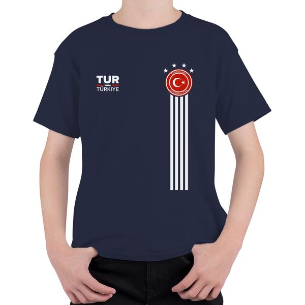 Tifoso Di Calcio Turco Turchia Mezza Luna Coppa Del Mondo Shirt Coppa Del Mondo Maglietta Unisex Per Bambini, Navy, 152-image