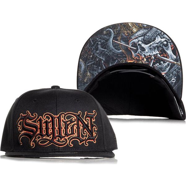 Sullen Clothing Snapback Cap Black Flag Black Basecap Tattoo Hat Cap Skull-image