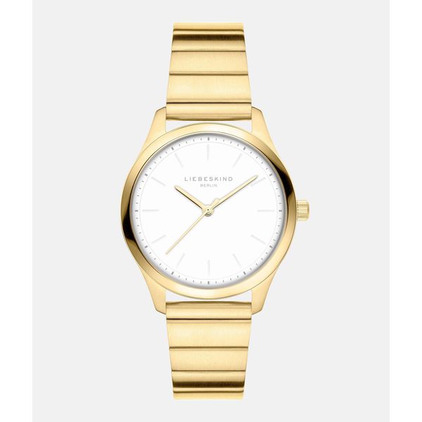 Quarzuhr Liebeskind Berlin "Basic Staples", Goldfarben, Weiß, Armbanduhren, Damen, Quarzuhr, Armbanduhr, Damenuhr, Edelstahlarmband, Analog-image
