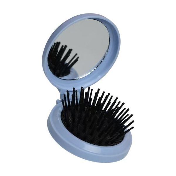 Inf Pettine Pieghevole Compatto Con Cuscino D'aria E Specchio Per Il Trucco Blu-image
