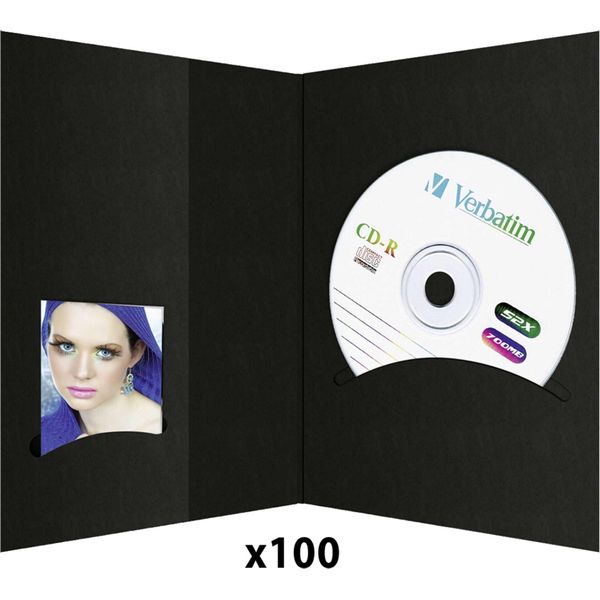 1X100 Cartelle Fototessera Daiber Con Scomparto Per Cd-Rom Fino A 10X15Cm Nero-image