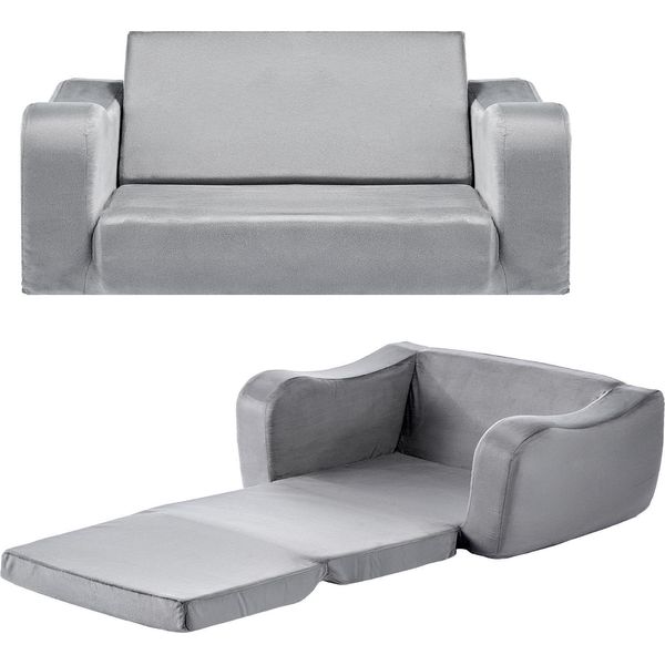 Vevor Divano Per Bambini Poltrona Per Bambini In Spugna 28D E Pelo Corto Con Braccioli, Divano Pieghevole Per Bambini Reclinabile, Divano Letto Per Bambini (18 Mesi - 6 Anni) Regalo Di Compleanno Per Bambine E Bambini Grigio-image