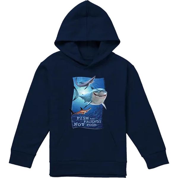Alla Ricerca Di Nemo - Felpa Con Cappuccio "I Pesci Sono Amici"" Per Bambini TV22661 (116) (Navy)"-image