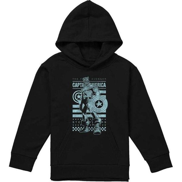 Capitan America - Felpa Con Cappuccio Per Bambini, Pullover TV22672 (116) (Nero)-image