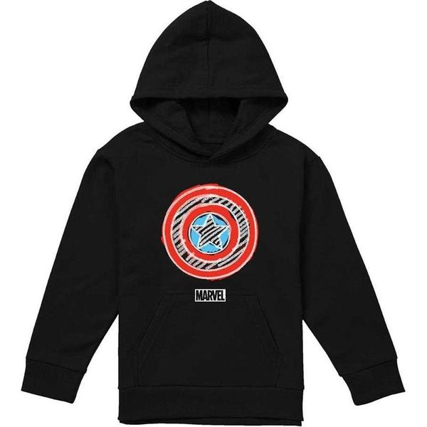 Capitan America - Felpa Con Cappuccio "Shield"" Per Bambini, Pullover TV22677 (128) (Nero)"-image