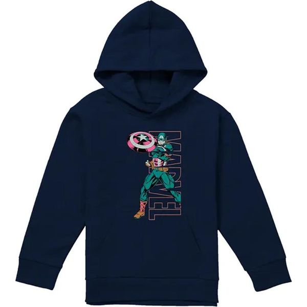 Captain America - Felpa Con Cappuccio "Emerge"" Per Bambini, Pullover TV22678 (128) (Navy)"-image