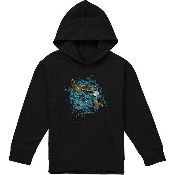Alla Ricerca Di Nemo - Felpa Con Cappuccio "Crush Ride The Wave"" Per Bambini TV22594 (116) (Nero)"-image