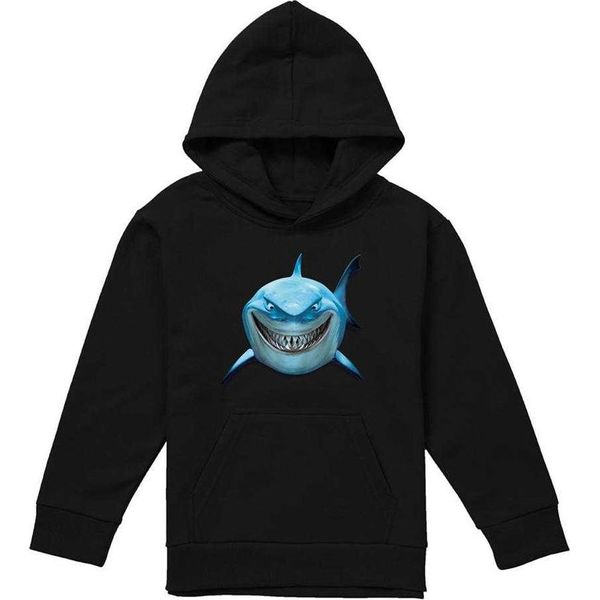 Alla Ricerca Di Nemo - Felpa Con Cappuccio "Shark Smile"" Per Bambini TV22595 (128) (Nero)"-image