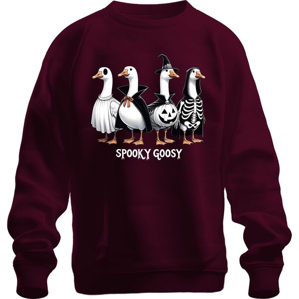 Spooky Goosy Halloween GäNse Lustig Gruselig KüRbis Gans Hexe Unisex Felpa Pullover, Borgogna, Xl-image