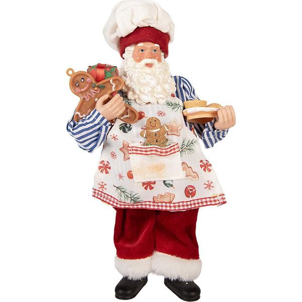 Clayre & Eef Decorazione Natalizia Figura Babbo Natale 15X10X26 Cm Plastica Rossa-image