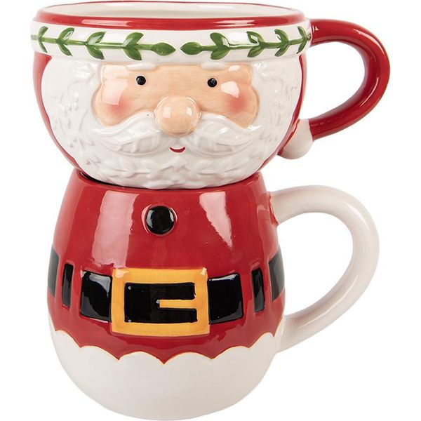 Tazza Clayre & Eef Babbo Natale 400 Ml / 500 Ml In Vetroceramica Rossa-image