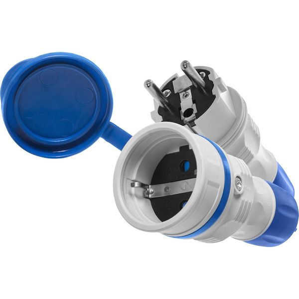 Set Di Connessione Con Spina WT-54 E Giunto GN-44 250V Schuko Grigio-Blu-image