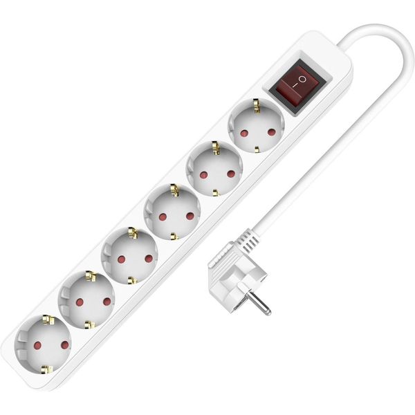 Presa Di Corrente A 6 Vie Schuko 250V 16A 5M Con Interruttore-image