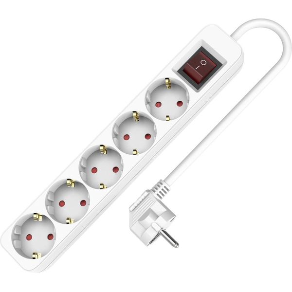 Presa Di Corrente A 5 Vie Schuko 1,5 M Con Interruttore 250V 16A-image