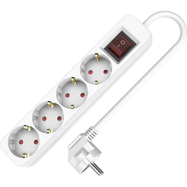 Presa Di Corrente A 4 Vie Schuko 1,5 M Con Interruttore 250V 16A-image