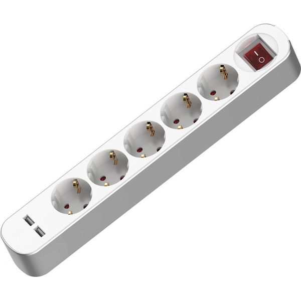 Presa Di Corrente A 5 Vie Schuko 250V 16A 1,5M Con Interruttore 2Xusb-image