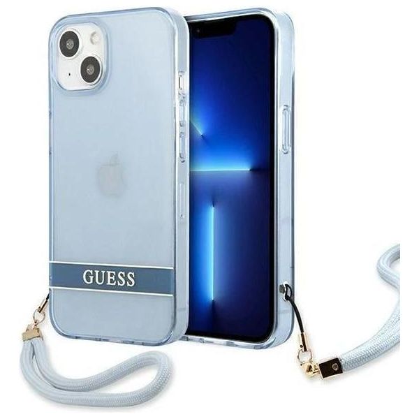 Guess Guhcp13Mhtsgsb Custodia Rigida Per Iphone 13 / 14 / 156.1 Niebieski/Blu Cinturino Traslucido-image