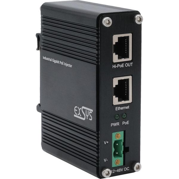 Exsys Poe++ Iniettore Gigabit 60W - Da -40°C A +80°C - Gigabit Ethernet - 10,100,1000 Mbps - 10/100/1000 - Ieee 802.3Af-image