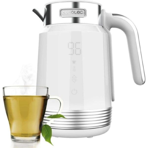 Cecotec Bollitore D'acqua Da 1,7L Elettrico Thermosense 600 Touch Bianco. 2200W, Senza Bpa, Acciaio Inox E Plastica Di Altissima Qualità, Luce A Led E Luce Di Funzionamento, Base A 360º.-image
