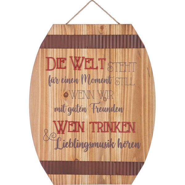 Gilde Schild, Fass, "Weinfass"", Spruch, Mdf, Naturfarben, Ve 3, L. 2 Cm, B. 37 Cm, H. 47 Cm 50904"-image