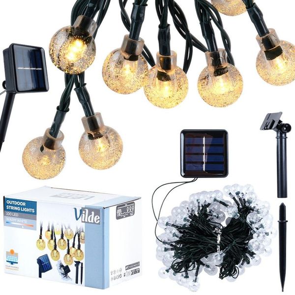 Vilde Ghirlanda Led Da Giardino Luci Da Giardino Lampade Solari Catena Led Da Giardino 10 M 100 Pz.-image