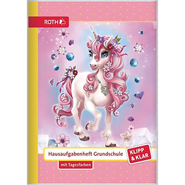 Roth 89490 Roth Hausaufgabenheft Einhorn Beauty Klipp & Klar Liniert A5 Ohne Rand, 96 Blatt-image