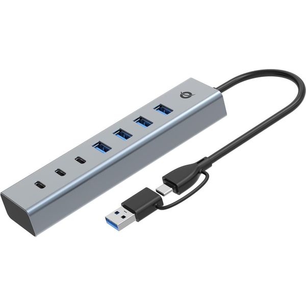Conceptronic HUBBIES20G Conceptronic Usb-Hub 7-Port 3.2/C->4X3.0 3Xusb-C O.Netz. Gr-image
