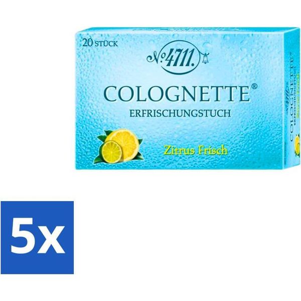 4711 - Salviette Rinfrescanti - Profumo Di Limone Rinfrescante - 20 Salviette - Confezione Risparmio - 5 Pezzi-image