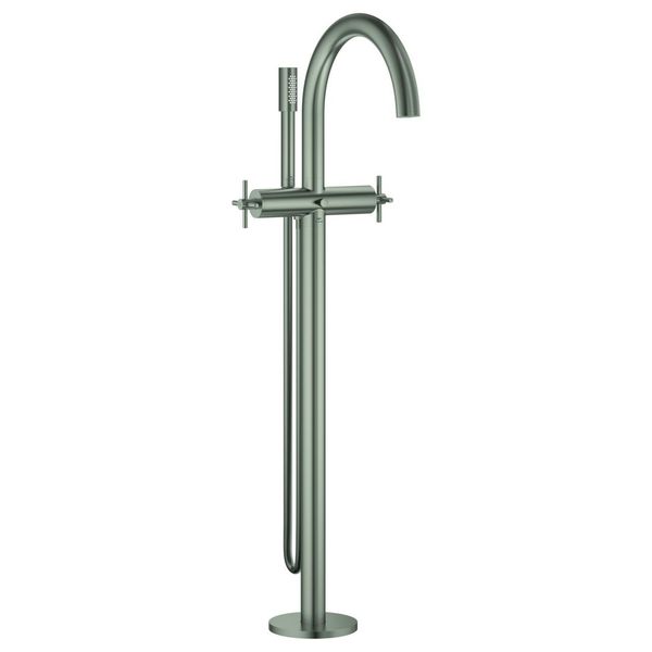 Grohe 2-Griff-Wannenbatterie Atrio 25272 Bodenmontage Kreuz-Griff Satin Steel, 25272MS0 25272MS0-image