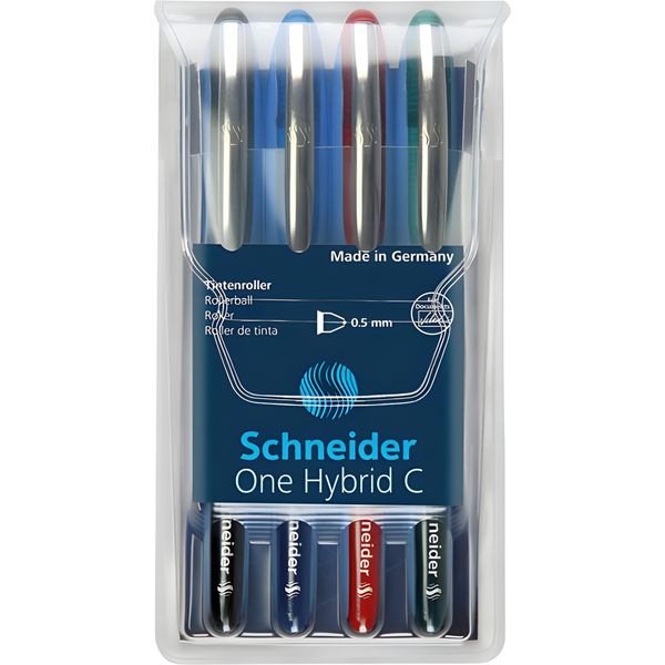Strumenti Di Scrittura Schneider Rollerball One Hybrid C 05, Punta Conica Ibrida, 0,5 Mm, Assortiti, Confezione Da 4 Pz-image