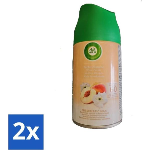 Air Wick - Ricarica Deodorante Per Ambienti - Pesca Bianca - Spray Automatico - 250 Ml - Value Pack - 2 Pezzi-image