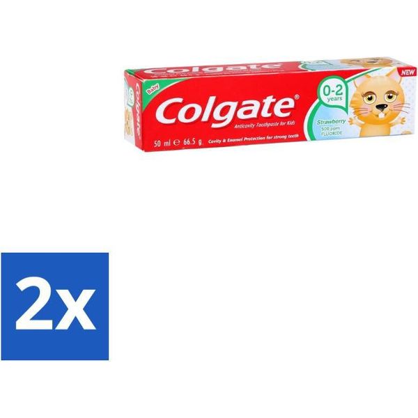 Colgate - Gusto Fragola - Dentifricio Per Bambini - Per Bambini Da 0 A 2 Anni - 50 Ml - Confezione Risparmio - 2 Pezzi-image