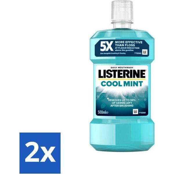 Collutorio Listerine - Menta Fresca - Rinfrescante - 500 Ml - Confezione Risparmio - 2 Pezzi-image